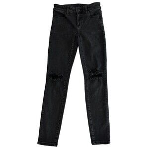 American Eagle AE Women's Low Rise Black Distressed Ripped Jeggings Size 0 Short